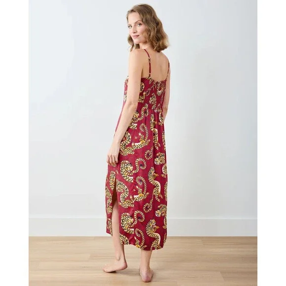 PRINTFRESH Tiger Chic Slip Dress Merlot L - Picture 3 of 3